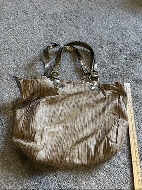 Emma Rose Metallic Gold Slouchy Hobo Tote Bag Ruched Y2K Boho